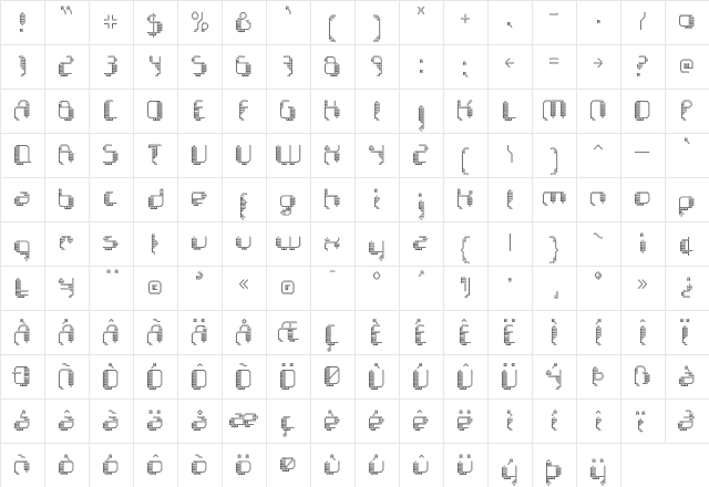 Chemo DoubleStroke  glyph index