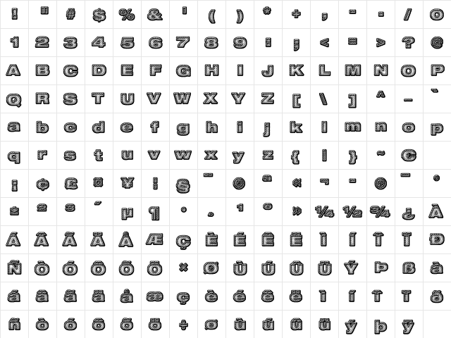 HopScotch 'Denim' Regular  glyph index