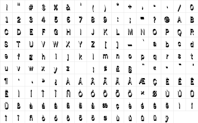 NewsGotTRegSh1 Regular  glyph index
