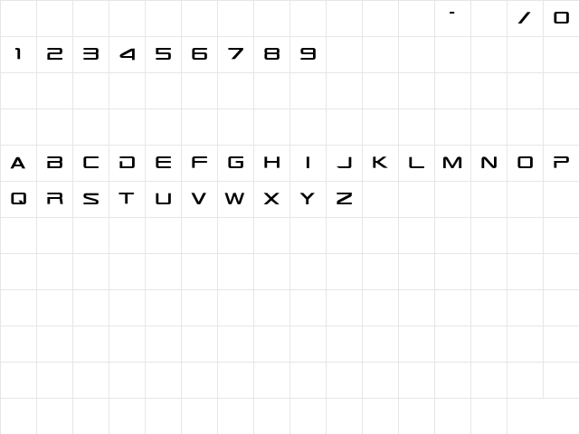 TR-909 Regular  glyph index