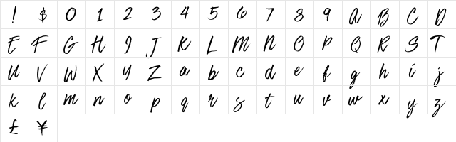 Stone Hearts Regular  glyph index