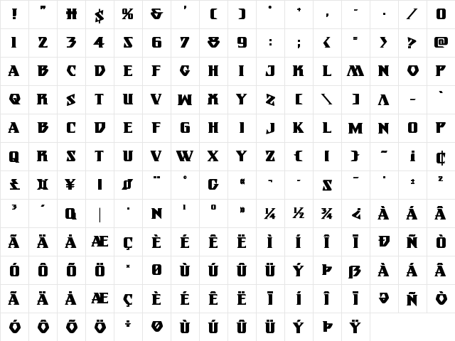 Eternal Knight Bold Bold  glyph index