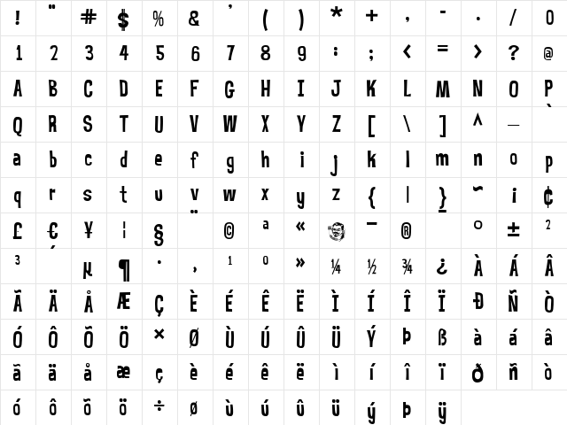 MrBubbleFont Regular  glyph index