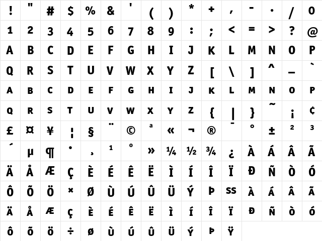 OfficinaSanITC ExtraBoldSC  glyph index