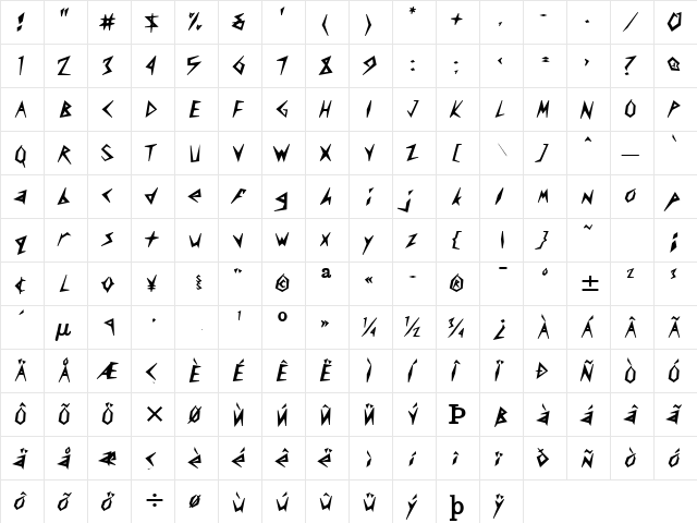Slasher Heavy Normal  glyph index