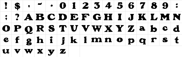 Grant Regular  glyph index