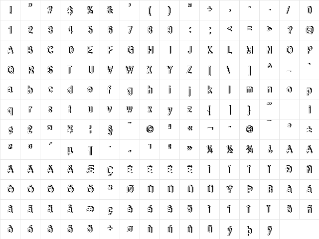 DTCRoughM46 Regular  glyph index