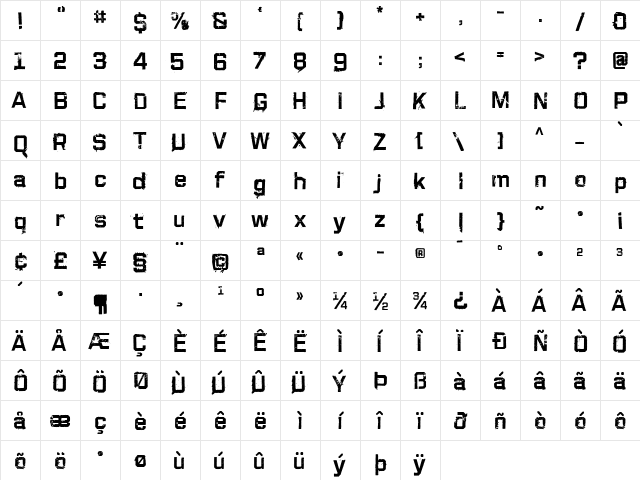 HouseMovementsTT-Soiled Regular  glyph index