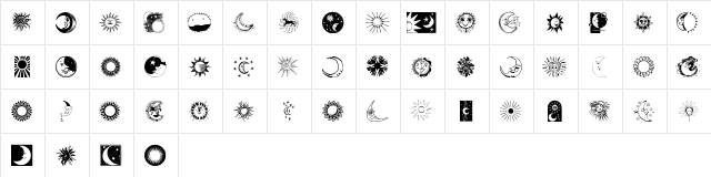 SunandMoon Regular  glyph index