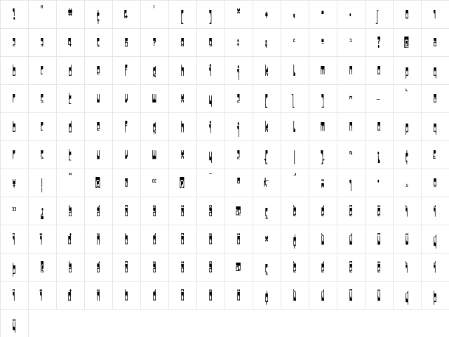 Darkside Regular  glyph index