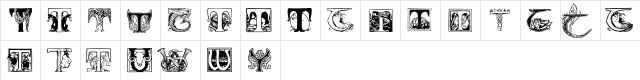 BattenT-Y Regular  glyph index