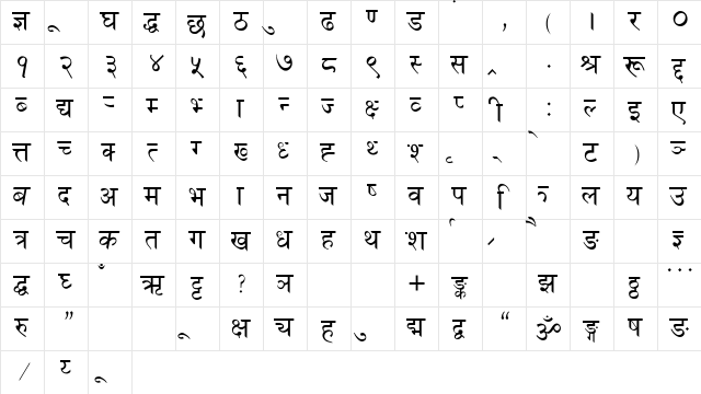 Nepali_DLS_I Italic  glyph index