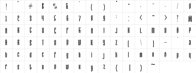 TallGrass Cond Regular  glyph index