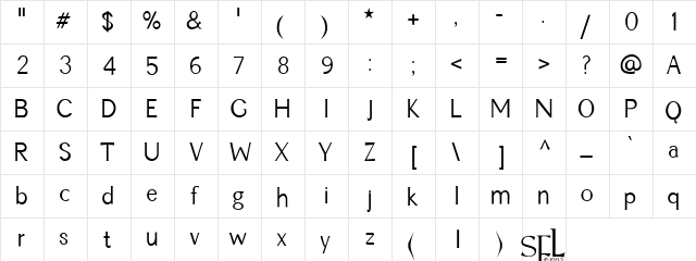 Ascelon Regular  glyph index