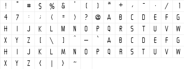 Antartic Regular  glyph index