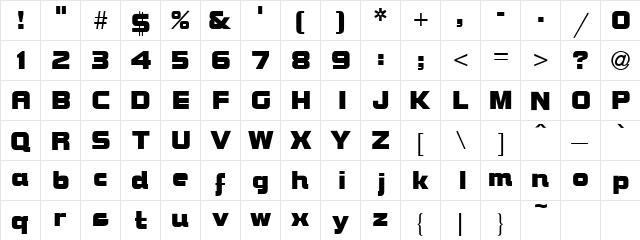 Murder 1 Bold  glyph index