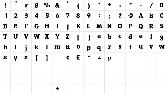 OritDisplaySSK Regular  glyph index