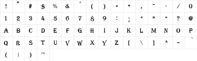 Lynwood Regular  glyph index