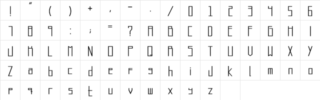 Longatta Regular  glyph index