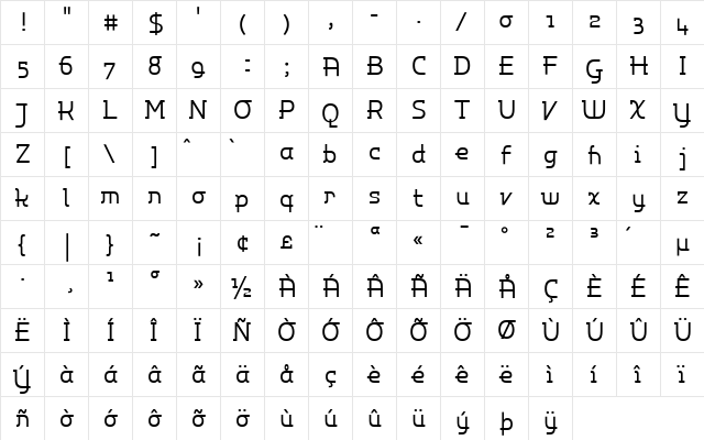 Polymorph East Regular  glyph index