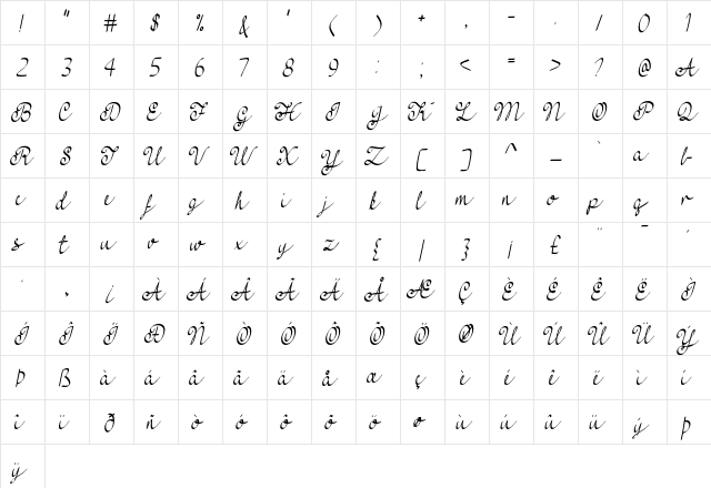 Feel My Heart Regular  glyph index