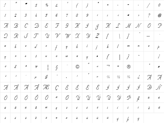 Stuyvesant ICG Eng Regular  glyph index