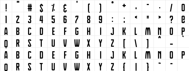 Dreamlands Regular  glyph index