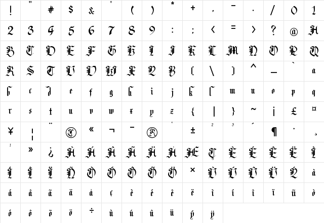 Lyric Poetry U@o?  glyph index