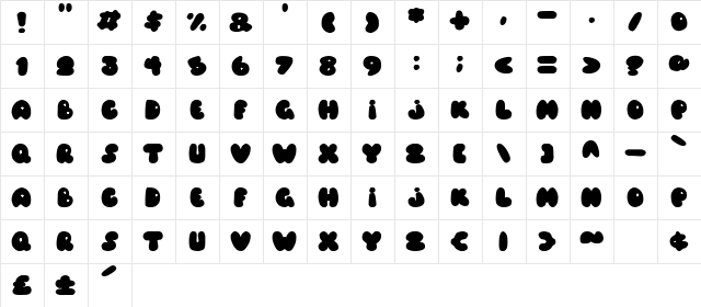 Balloons! Italic  glyph index