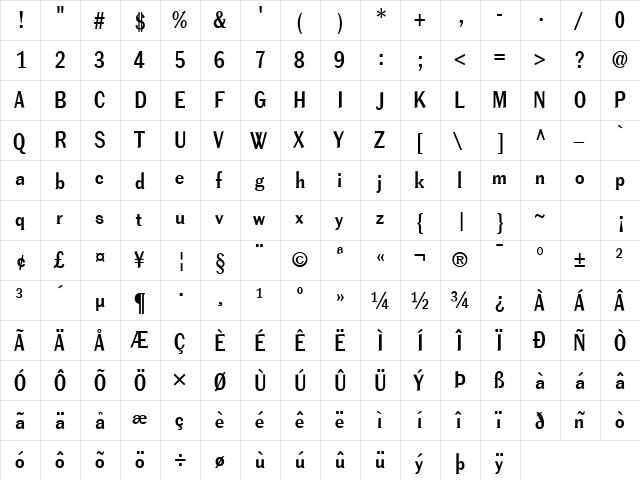 FZ ROMAN 38 Normal  glyph index