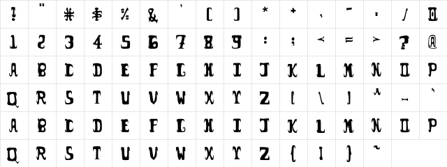possum droppings. normal  glyph index