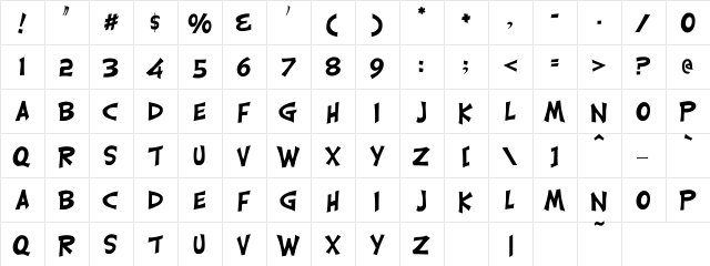 CarrickGroovy Regular  glyph index