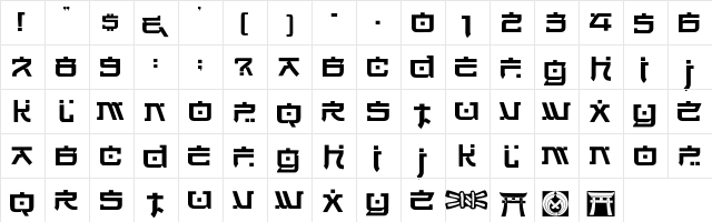 Hirosh Regular  glyph index
