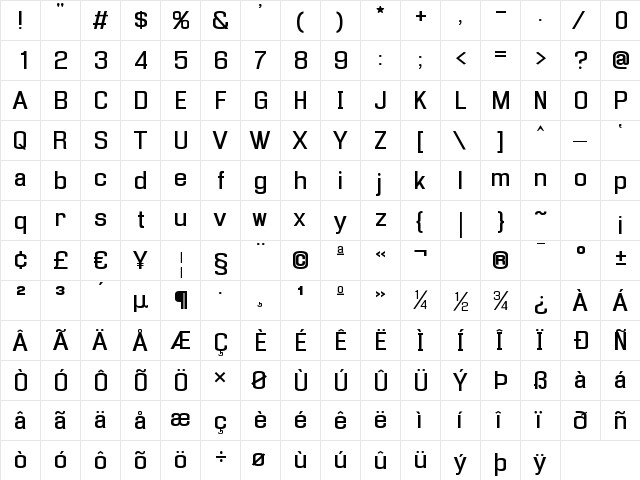 Enigmatic Unicod Regula  glyph index