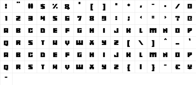 Shadowkingz Regular  glyph index