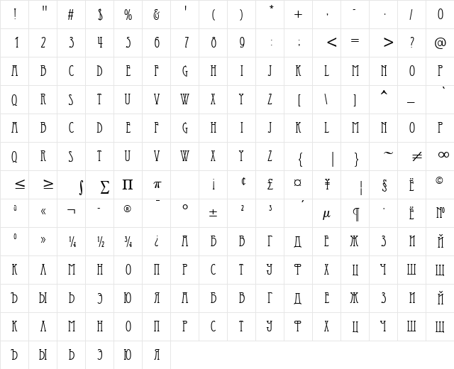 EsseDiai Regular  glyph index