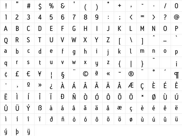 AntitledRegular Regular  glyph index