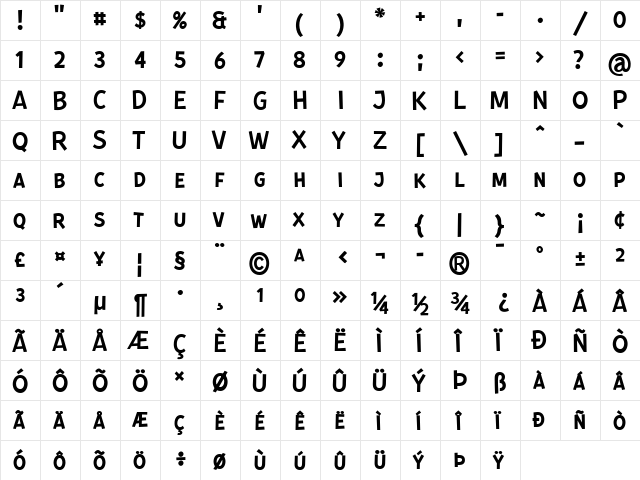 Kurri Island Caps Regular  glyph index