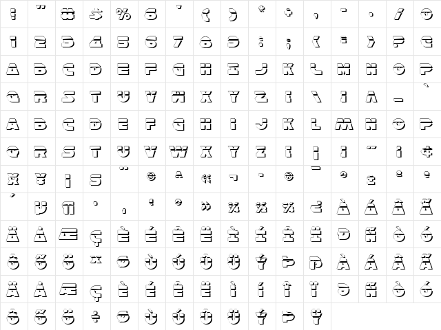 Han Solo Shadow Laser Shadow Laser  glyph index