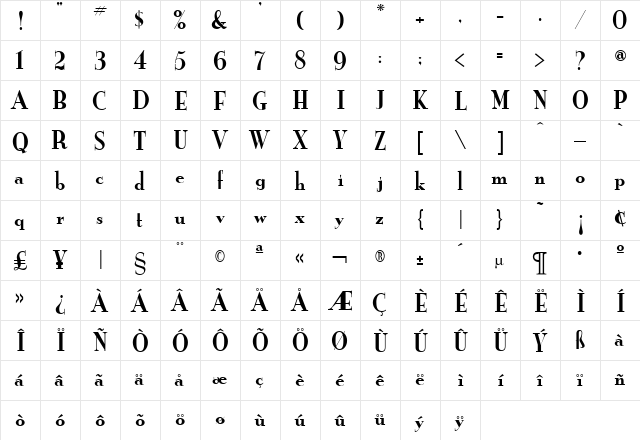 NewOrder Regular  glyph index