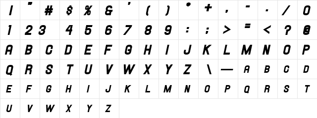 Hallandale SC Heavy It. JL Regular  glyph index