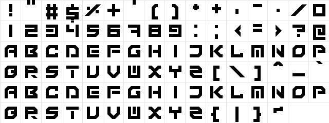 Technonomicon Regular  glyph index