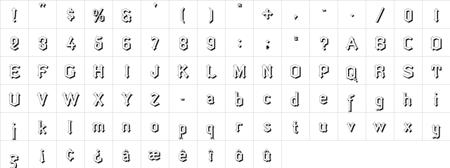 ArrowheadLakeSunlit Regular  glyph index