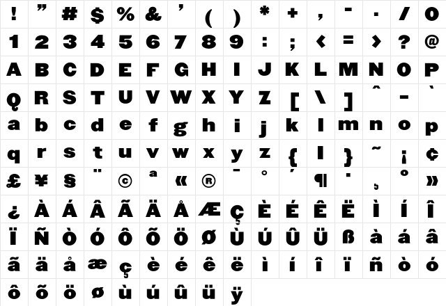 Champion HTF-Heavyweight  glyph index