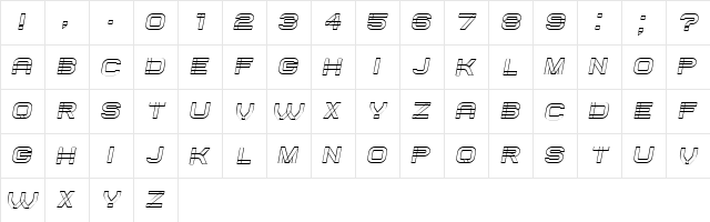 Created Italic  glyph index