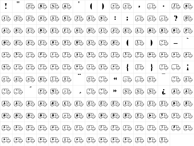 Lorry Becker Normal  glyph index