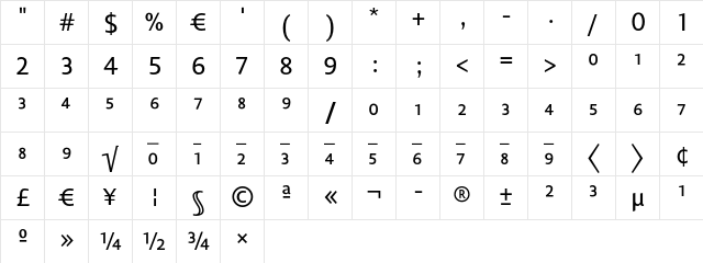 Lisboa Sans Expert Regular  glyph index