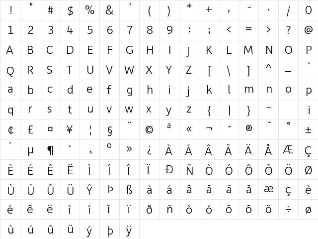 Depot Light  glyph index