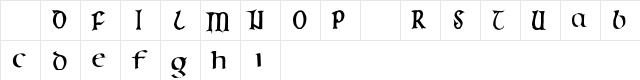 Celtic Noad 4 Regular  glyph index
