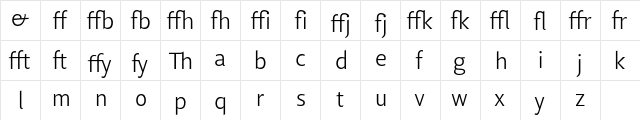 Lisboa Sans Ligatures Light Regular  glyph index